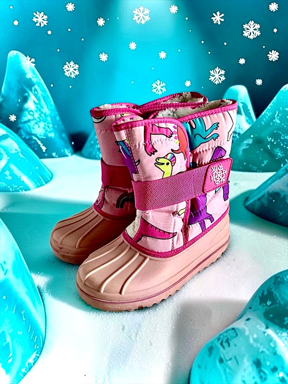 The Children’s Place Toddler Girls Boots Pink Dino Snow Size 11 EUC 🦕